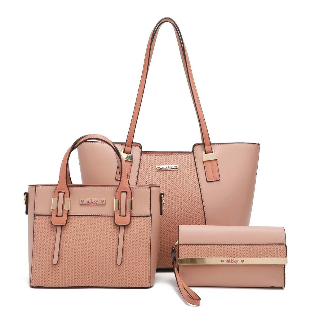 Nikky Bessie 3-Piece Shopper Bag Set NK12313 Pink - Picture 1 of 11